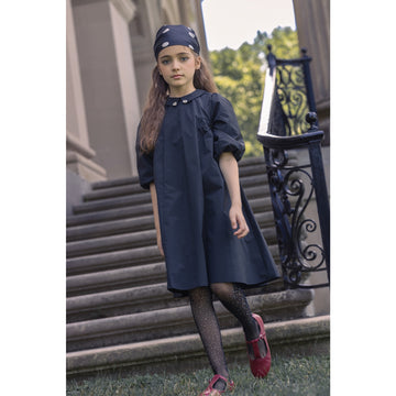 Lil Tempest Girls Taffeta Party Dress with Collar - Black
