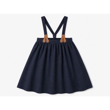 Lil Tempest Wool Suspender Skirt - Navy