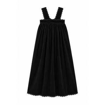 Ann of Nan Maxi Robe with Ric Rac trim - Black
