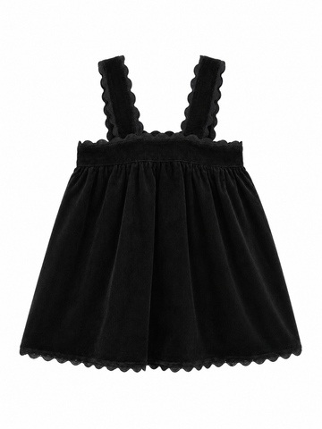 Ann of Nan Short Robe with Ric Rac Trim - Black