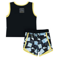 Miss Mini Postcard Swim Tan & Shorts Set