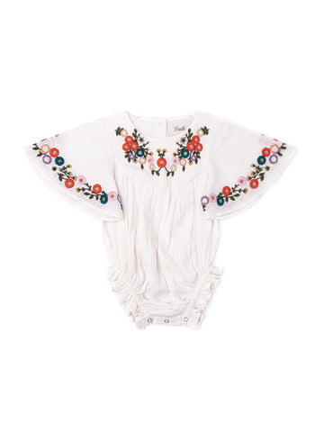 Pernille Christina Baby Ivory Embroidered Romper