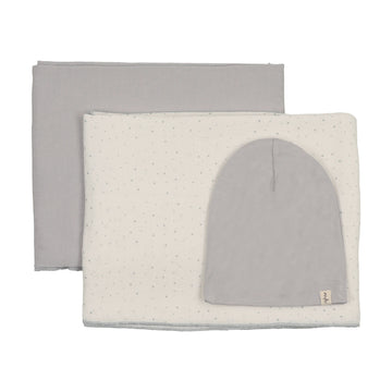 Mema Knits Bamboo Swaddle Sets + Beanie - Gray Dawn Star Print
