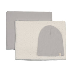 Mema Knits Bamboo Swaddle Sets + Beanie - Gray Dawn Star Print