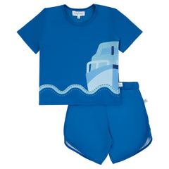Miss Mini Scalloped Swim Top & Bottom Shorts Set