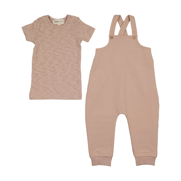 Mema Knits Romper + Onesie Set - Pale Pink