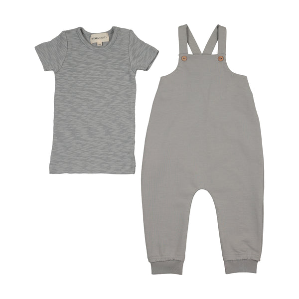Mema Knits Romper + Onesie Set - Dove Blue