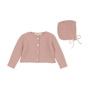 Mema Knits Rose Knit Cardigan + Bonnet (351)