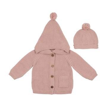 Mema Knits Rose Hooded Knit Sweater + Beanie (M324)