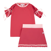 Miss Mini Scalloped Swim T-Shirt & Sirt Set