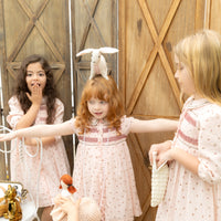 Nounelle Smocked Pink Dress 3/4 Sleeve