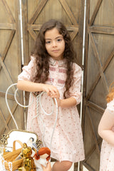 Nounelle Smocked Pink Dress 3/4 Sleeve