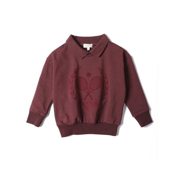 Anecdote Wine Tennis Large Flocked Sweatshirt With Collar