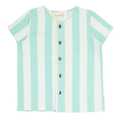 Bondoux Neon Green Striped Boys Short Sleeve Top 259TT