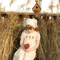 Nounelle Pleated Peach Embroidered Dress