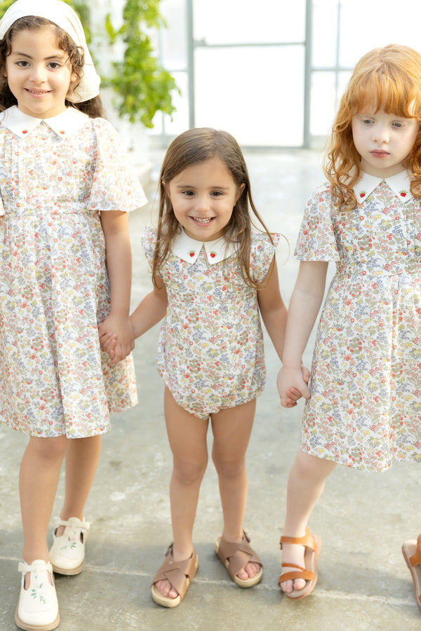 Nounelle Strawberry Embroidered Romper
