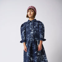 Loud Apparel Blue Stained Dress Mutton Sleeves