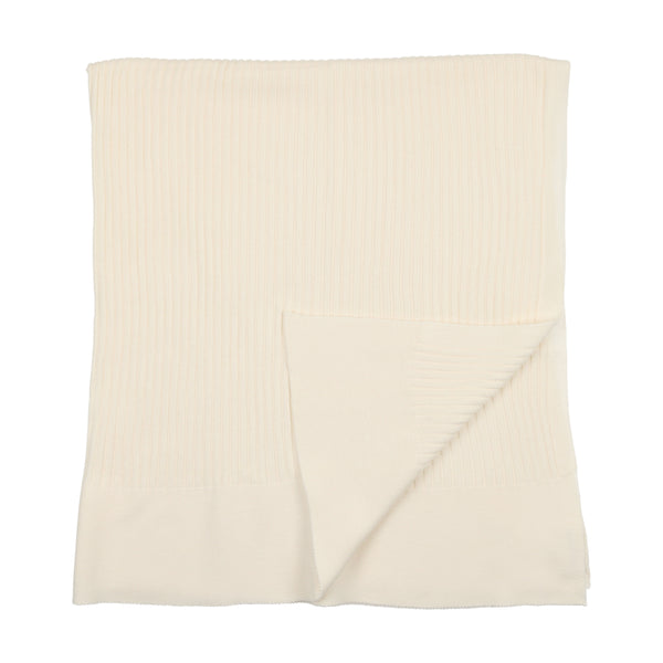 Mema Knits Ribbed Knit Blanket Cream