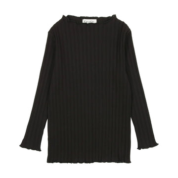Kin + Kin Ribbed Scalloped Tshirt Anthracite