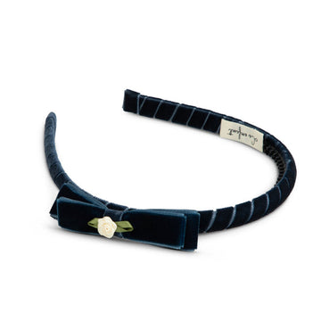 Velvet Rose Hairband - Navy