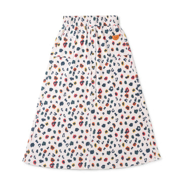 Birnham On The Sea Denim Skirt- Midi Rainbow Leopard