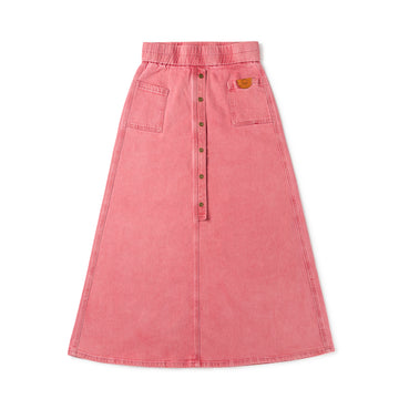 Birnham On The Sea Denim Skirt- M Red Denim