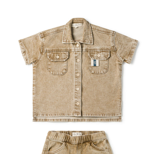 Birnham On The Sea Boys Shirt Desert Denim