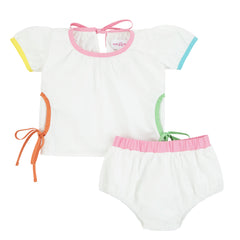 Miss Mini White Color-Edge Toddler Girls 2 Piece Set