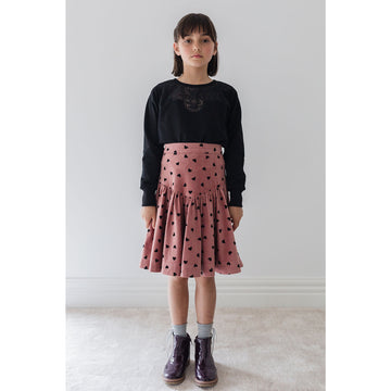 Steph Berry / Black Flocked Heart Cord Skirt