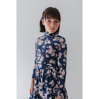 Steph Lilac Floral Print Velvet Knit Top (8191T)