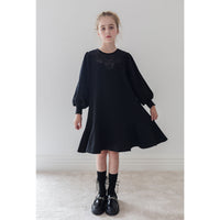 Steph Black Crochet Yoke Sweat Dress (8204D)