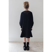 Steph Black Crochet Yoke Sweat Dress (8204D)