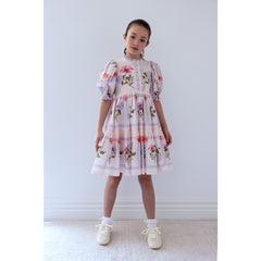 Steph ELBOW Slv Flower Grid Shirt Dress 8214D