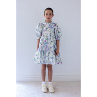 Steph Elbow Slv Garden Print Voile Dress (8214D ELBOW)