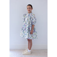 Steph Elbow Slv Garden Print Voile Dress (8214D ELBOW)