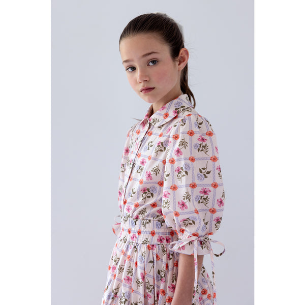 Steph Flower Grid Print Voile Skirt (8210S)