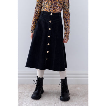 Steph The Label Black Wash Denim Button Through Skirt - Black Wash