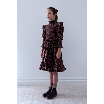 Steph The Label Wallpaper Printed Cord Shirred Bodice Dress - Wallpaper Print