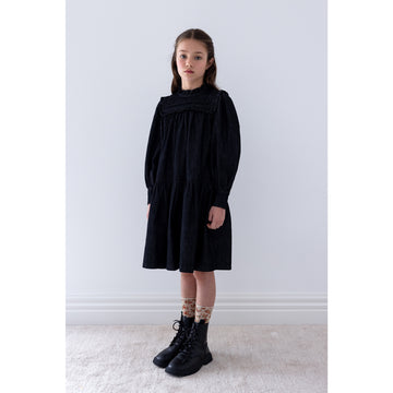 Steph The Label Black Wash Chambray Frill Yoke Dress - Black Wash Chambray