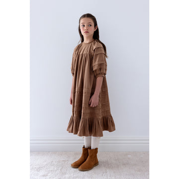 Steph The Label Caramel Cord Pleat Dress - Caramel