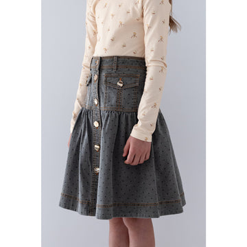 Steph The Label Grey Spot Chambray Skirt - Grey Spot Chambray