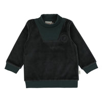 Bondoux Logo Velour Green Top Crew Neck