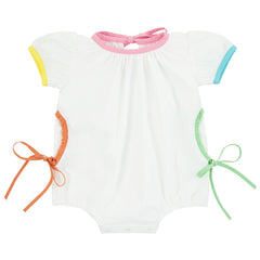 Miss Mini White Color-Edge Romper Girl