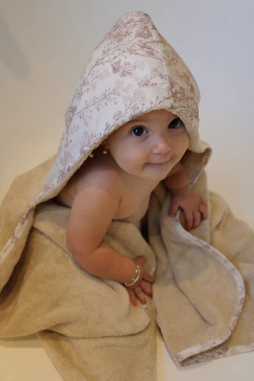 Little Threads The Label Delicate Neutral Branches Hooded Towel