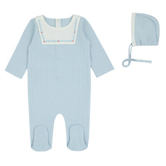 Miss Mini Pointelle Knit Shabbos Romper Boy