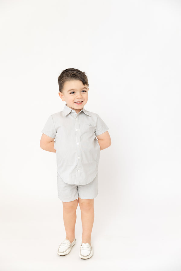 Nounelle Striped Boy Shirt Sage