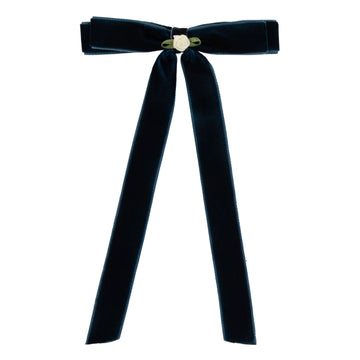Le Enfant Velvet Rose Bow - Navy (FINAL SALE)