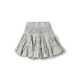 Birnham On The Sea Ruffle Skirt Blue Denim Stripe