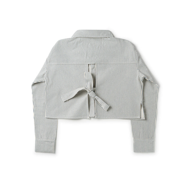 Birnham On The Sea Teen Bow Shirt Blue Stripe