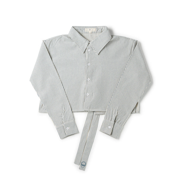 Birnham On The Sea Teen Bow Shirt Blue Stripe